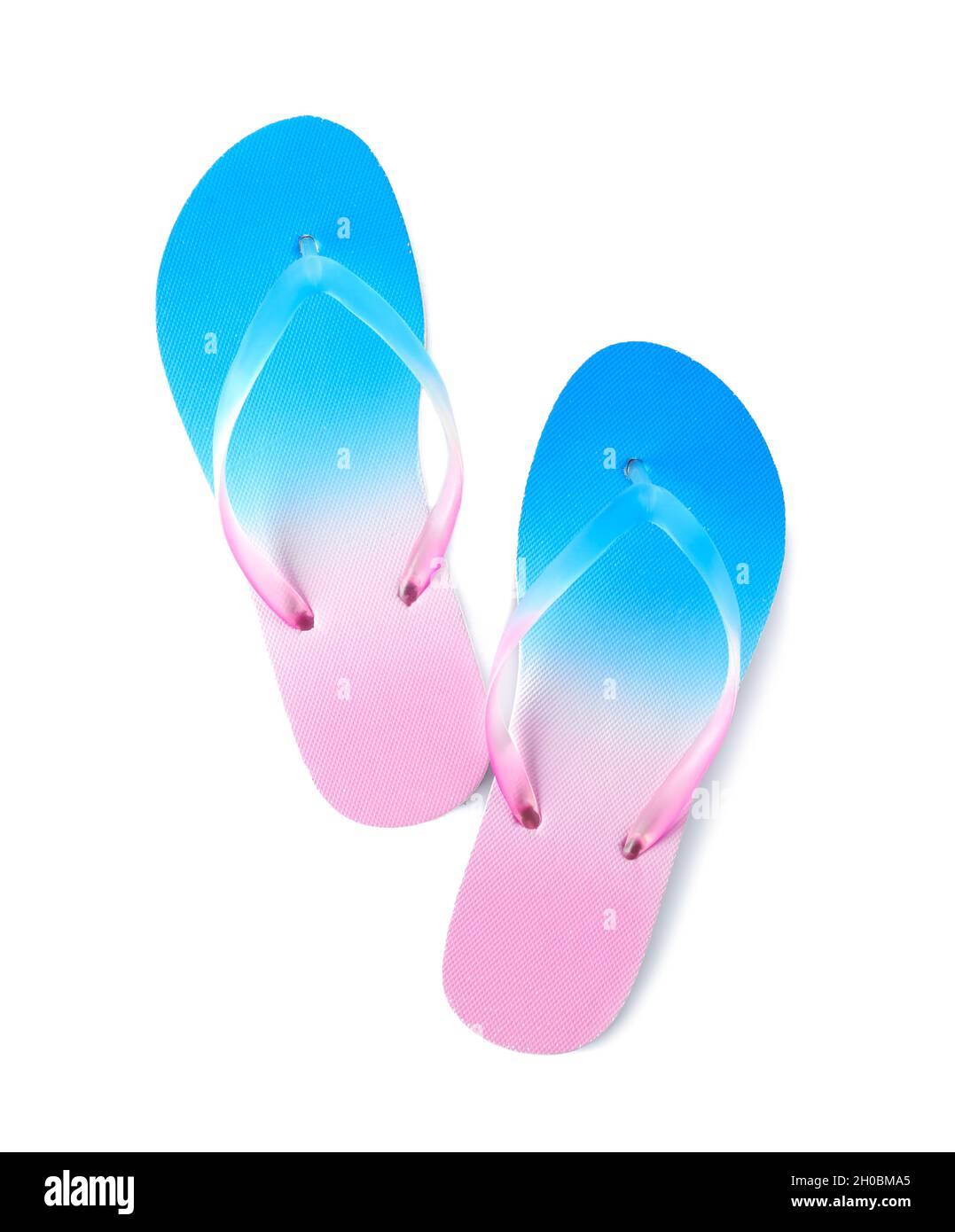 Bright flip flops on white background. Beach object Stock Photo - Alamy