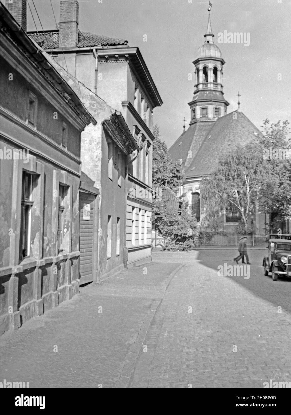 Stadtbild von Tilsit, Ostpeußen, 1930er Jahre. At the city of Tilsit, East Prussia, 1930s. Stock Photo