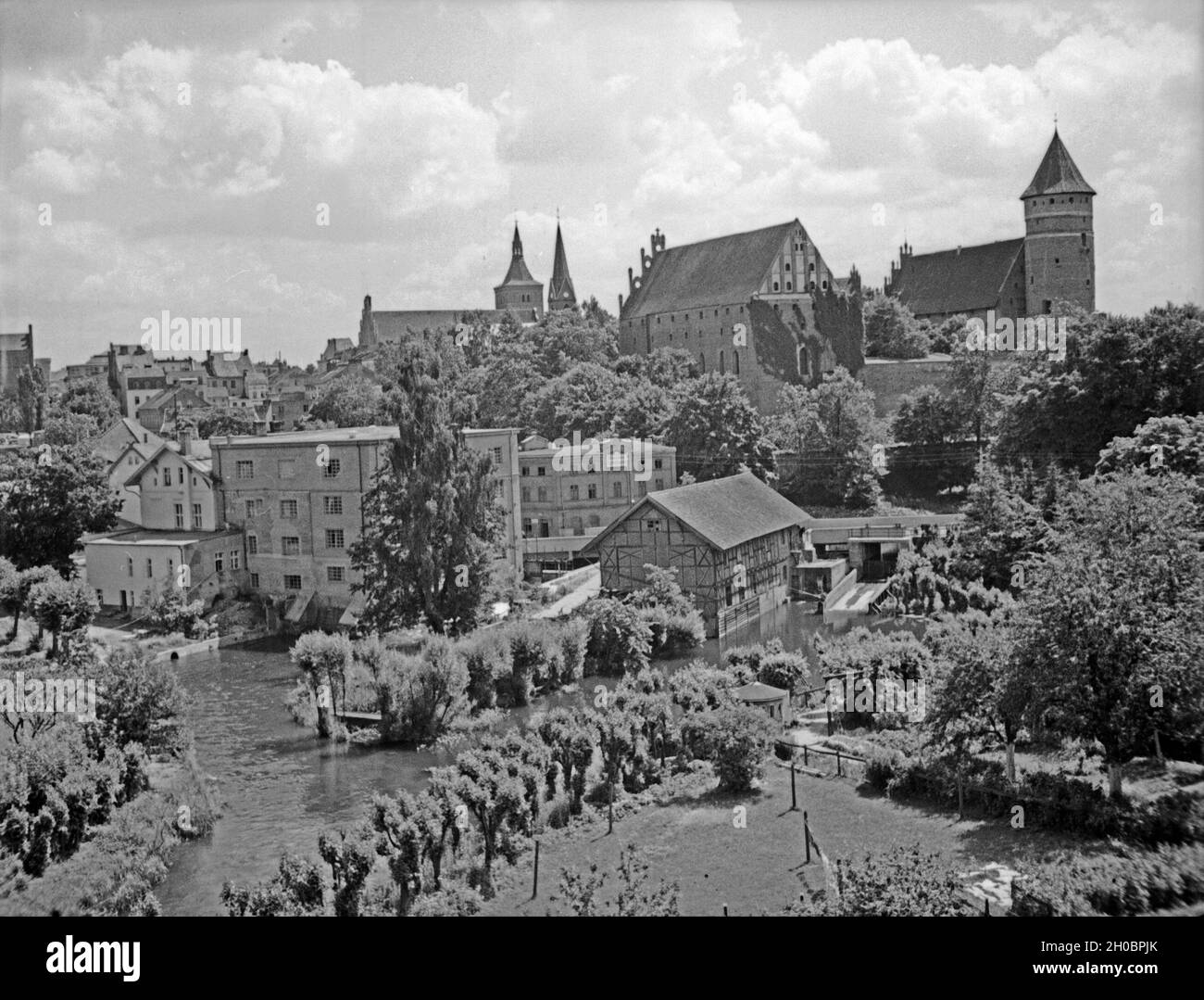 1930er jahre view to river alle old city of allenstein hi-res stock ...