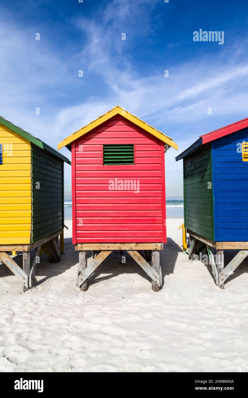 Beach huts in Muizenberg, South Africa Stock Photo