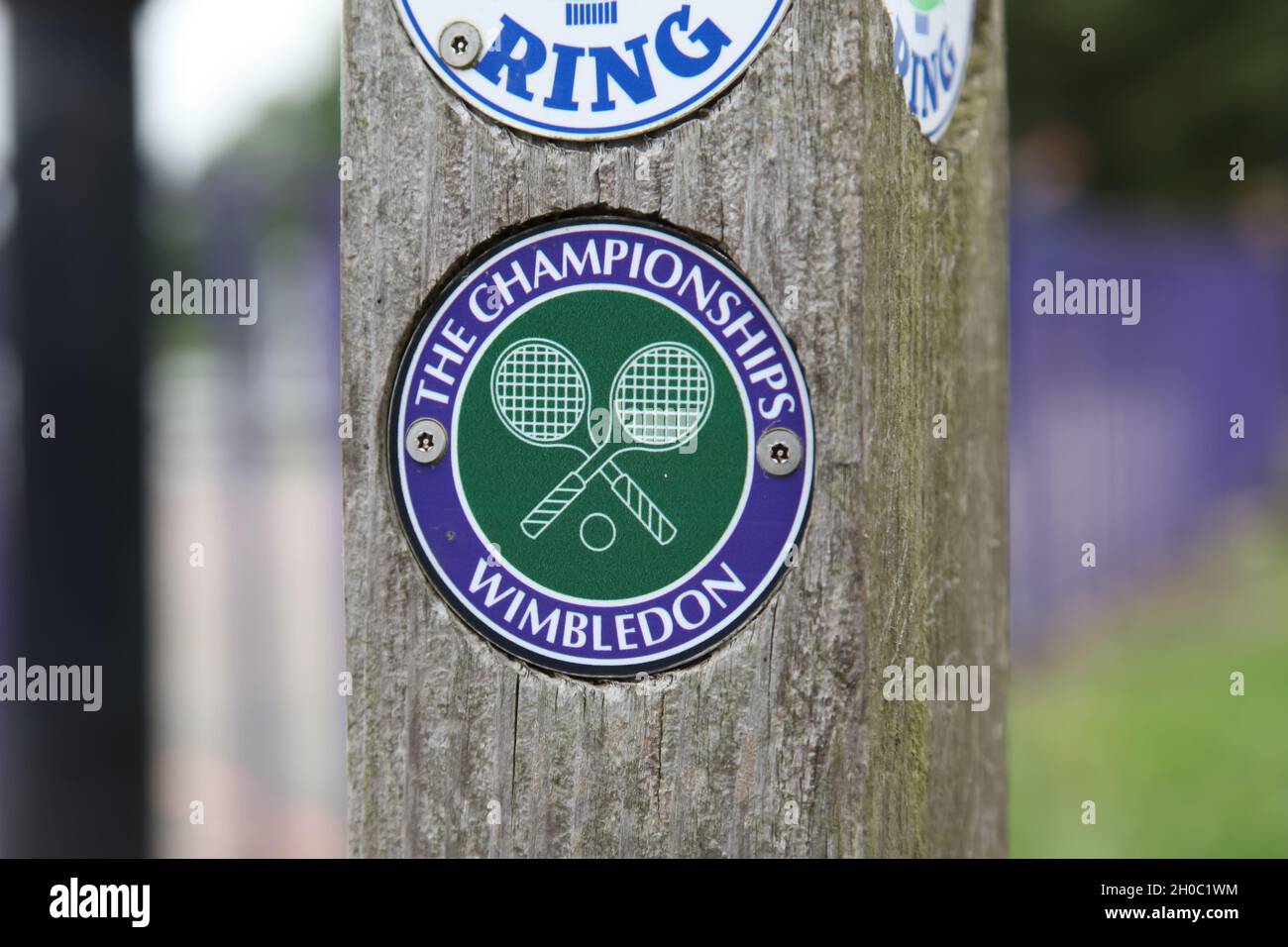 Sign post for Wimbledon Championships in Wimbledon Park, September 2021