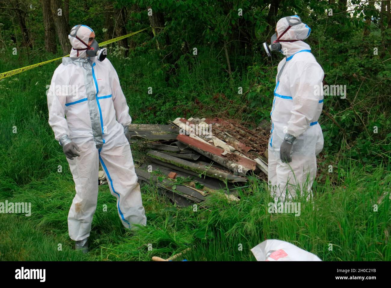 Cleaning of asbestos cement dumps, France Stock Photo