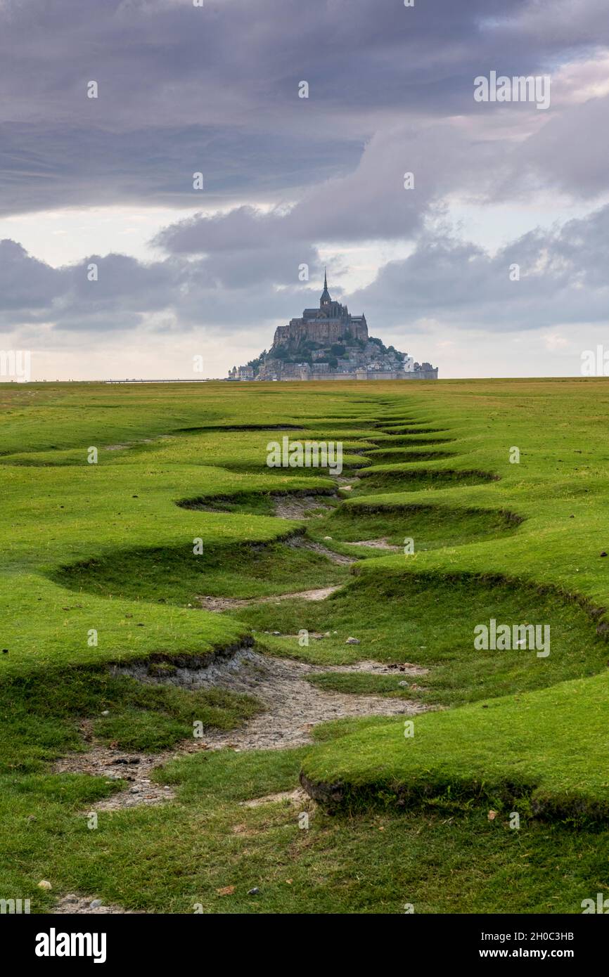 Mont Saint-Michel and its meanders, Manche, Normandy, France Stock Photo