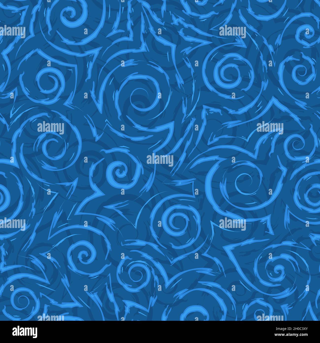 Stock vector blue seamless pattern of spirals and waves.Stock vector ...
