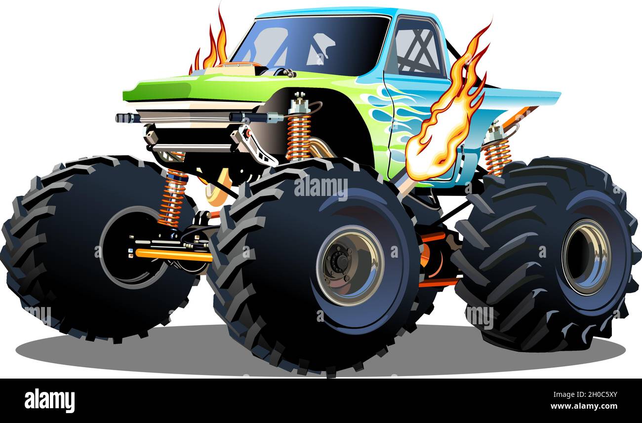 Cartoon Monster Truck. Available EPS-10 separated by groups and layers with transparency effects for one-click repaint Stock Vector