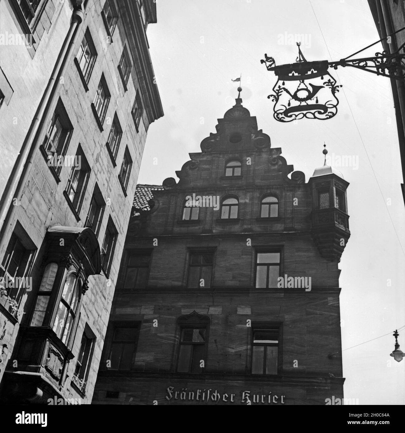 Historische Häuserzeile in Nürnberg, Deutschland 1930er Jahre. Historic houses at Nuremberg, Germany 1930s. Stock Photo