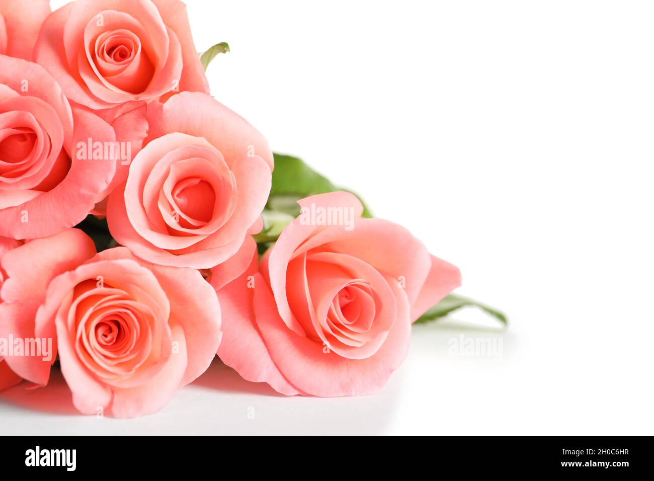 Bouquet of beautiful roses on white background Stock Photo - Alamy