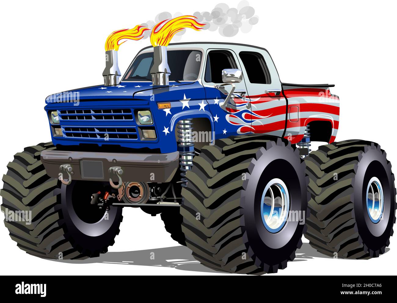 Cartoon Monster Truck. Available EPS-10 separated by groups and layers with transparency effects for one-click repaint Stock Vector