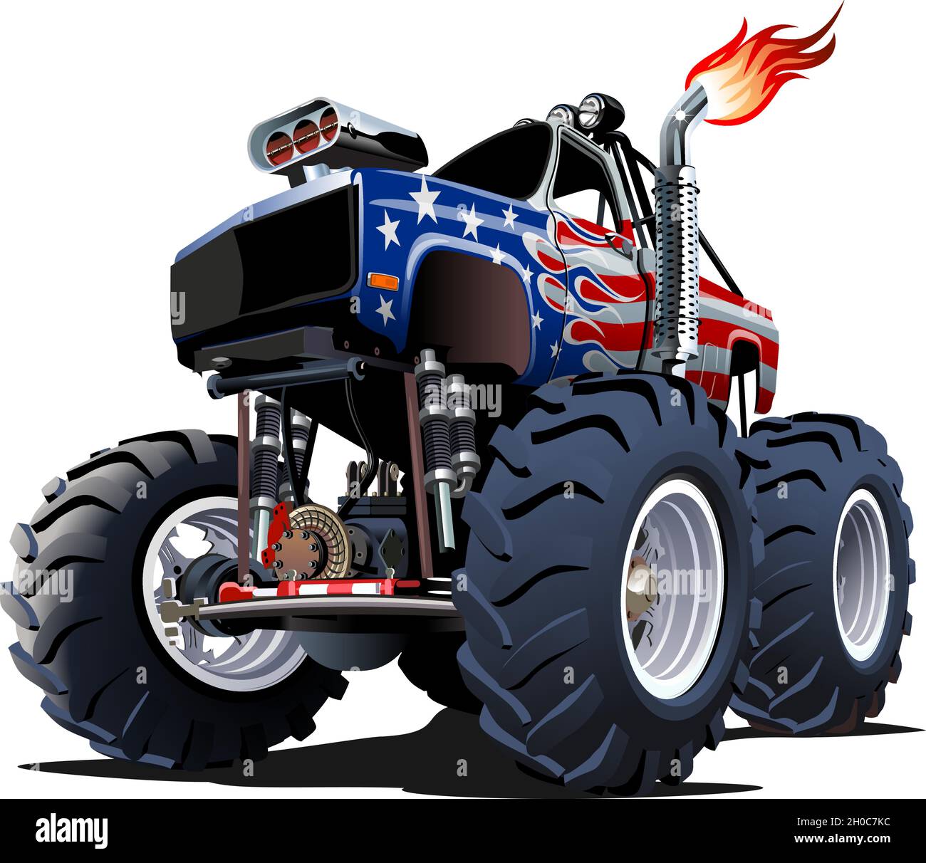 Cartoon Monster Truck. Available EPS-10 separated by groups and layers with transparency effects for one-click repaint Stock Vector