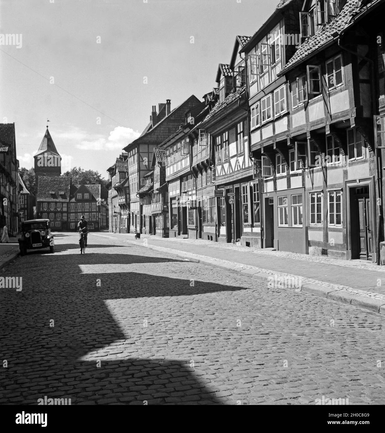 Fachwerkhäuser in der Innenstadt von Hildesheim, Deutschland 1930er ...