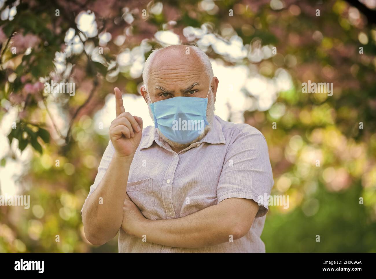 Mask protecting from virus. Wear mask. Elderly and other risk groups