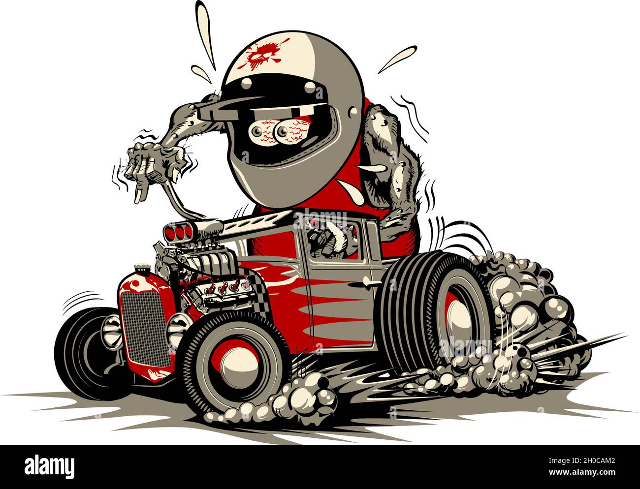 Cartoon retro rat rod. Available EPS-8 vector format separated by groups and layers for easy edit Stock Vector
