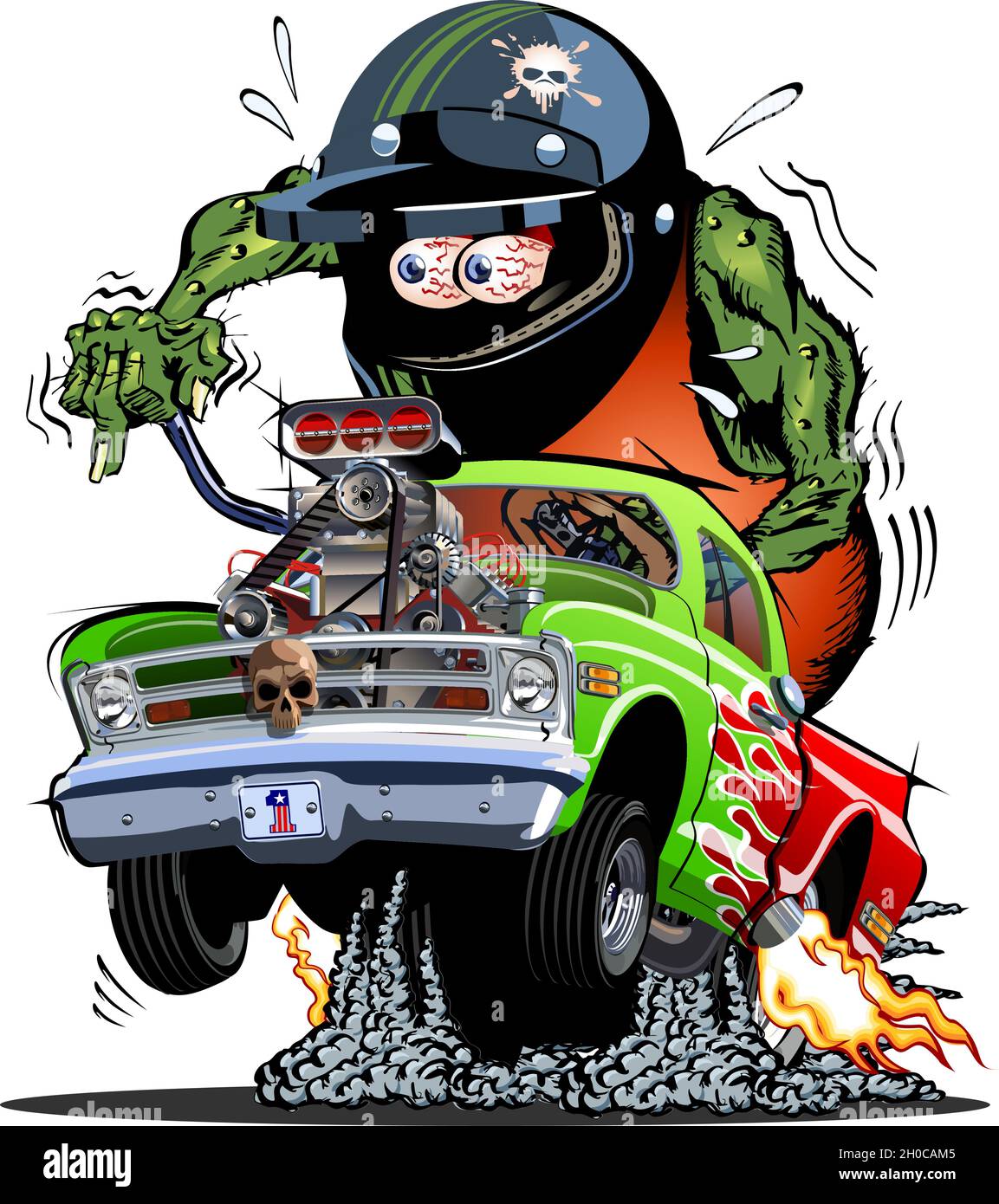 Cartoon retro rat rod. Available EPS-10 vector format separated by groups and layers for easy edit Stock Vector