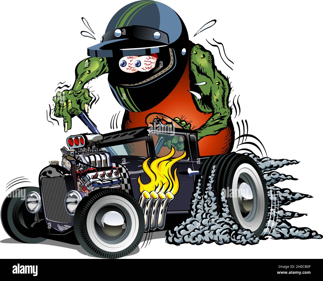 Cartoon retro rat rod. Available EPS-10 vector format separated by groups and layers for easy edit Stock Vector