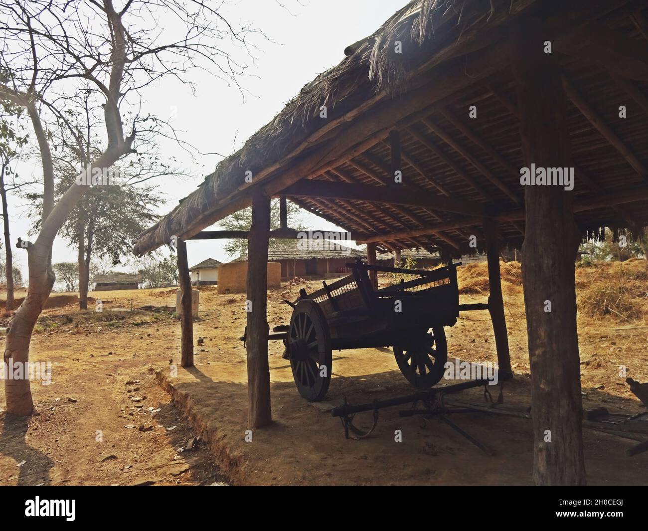 wooden carriage at indian village Stock Photo - Alamy