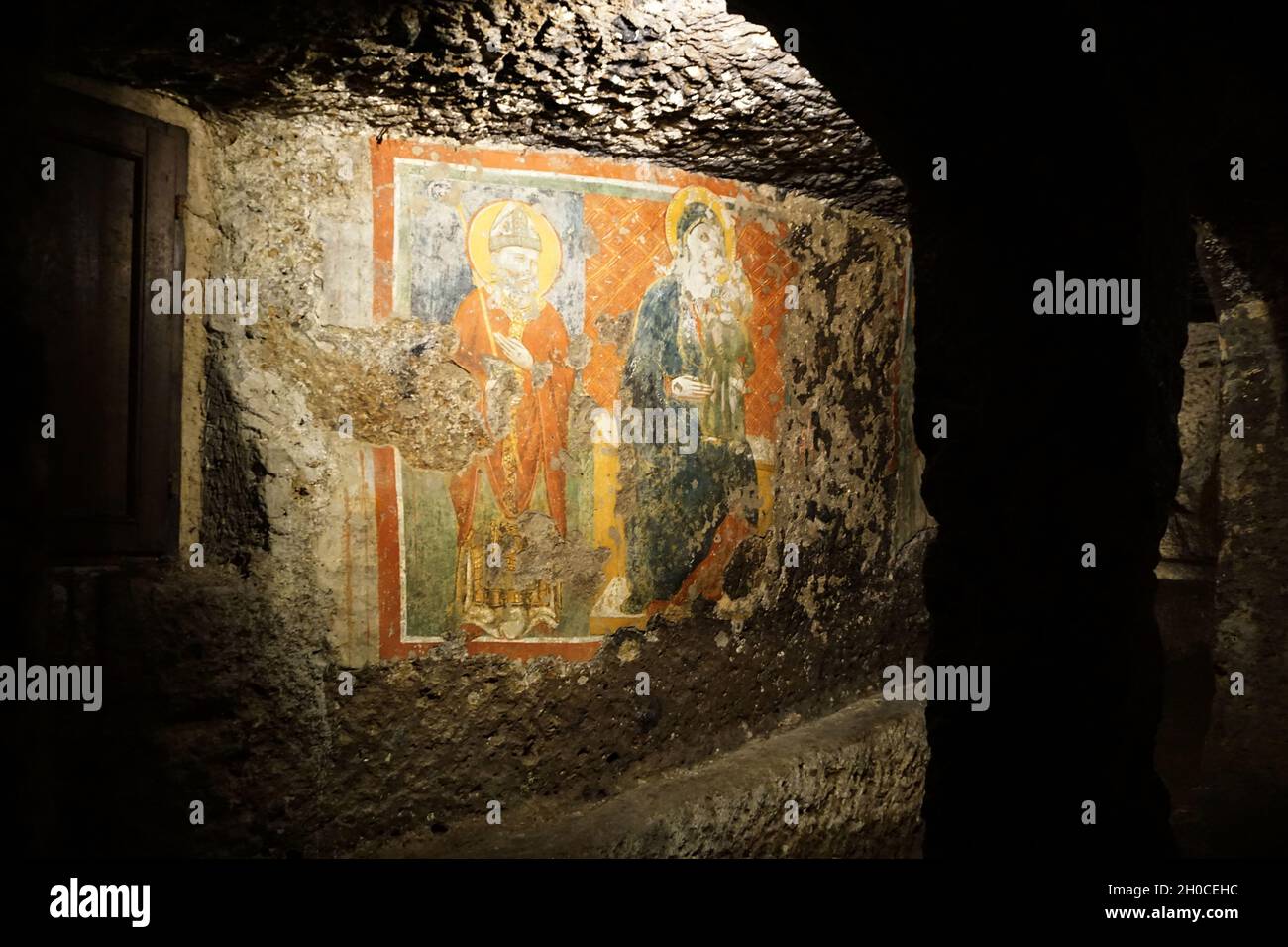Etruscan Tomb Mithraeum, Fresco, Sutri, Lazio, Italy, Europe Stock Photo