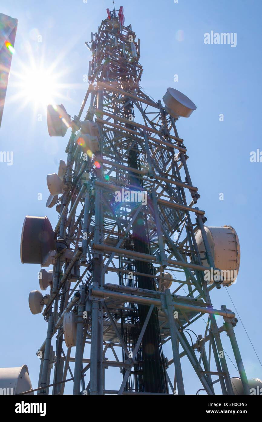 BARCELONA, SPAIN Jan 04, 2021 antenna with different mobile phone