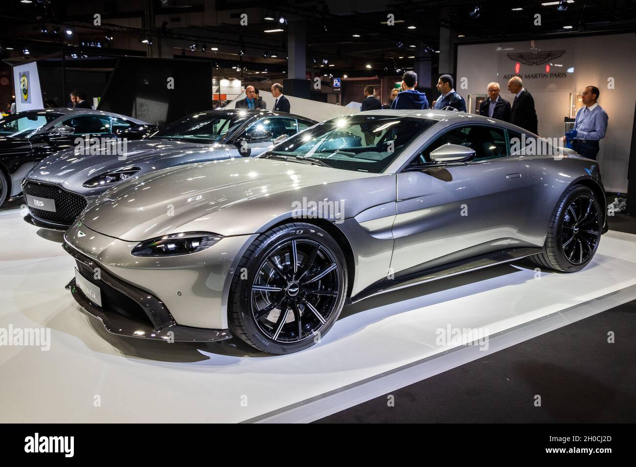 Aston Martin Vantage sports car showcased at the Paris Motor Show. Paris, France - October 2, 2018. Stock Photo