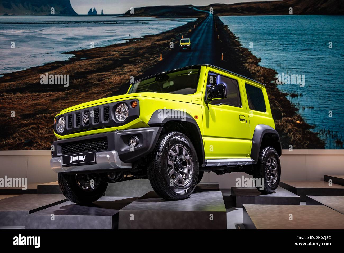 Suzuki Jimny fourwheel drive offroad mini SUV car showcased at the