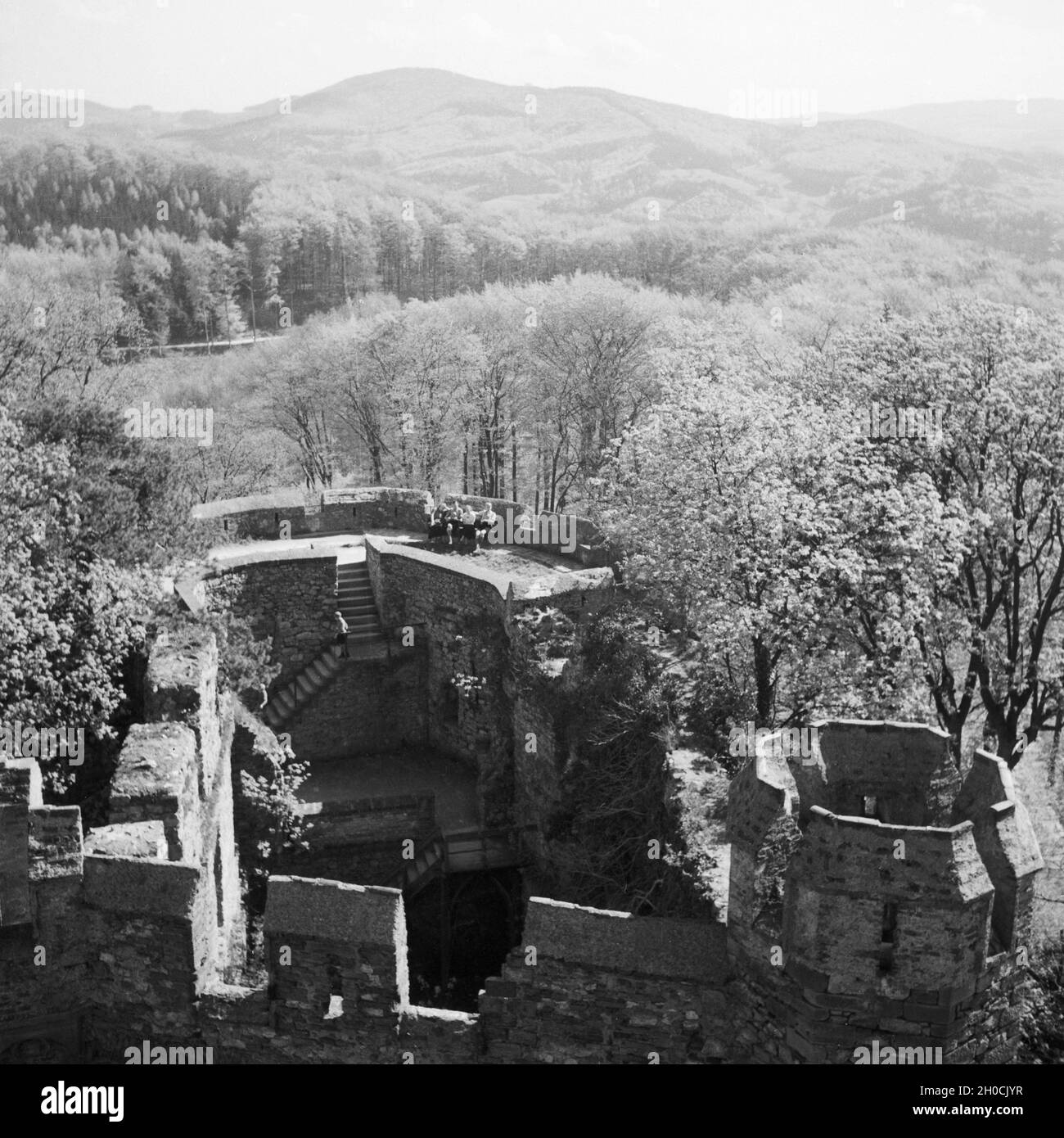 Ruinen von Schloss Auerbach im Odenwald, Deutschland 1930er Jahre