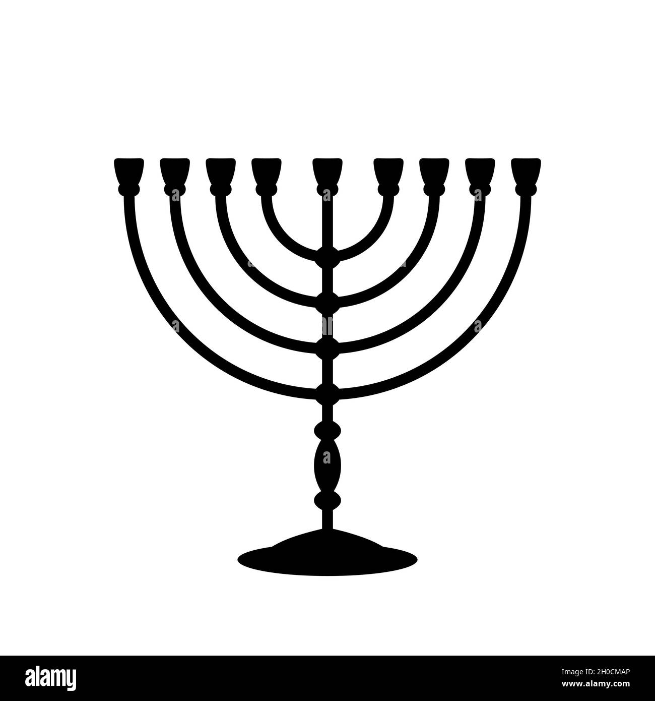 Hanukkah Menorah icon. Black religious symbol of Judaism. Vector illustration. Menorah icon in