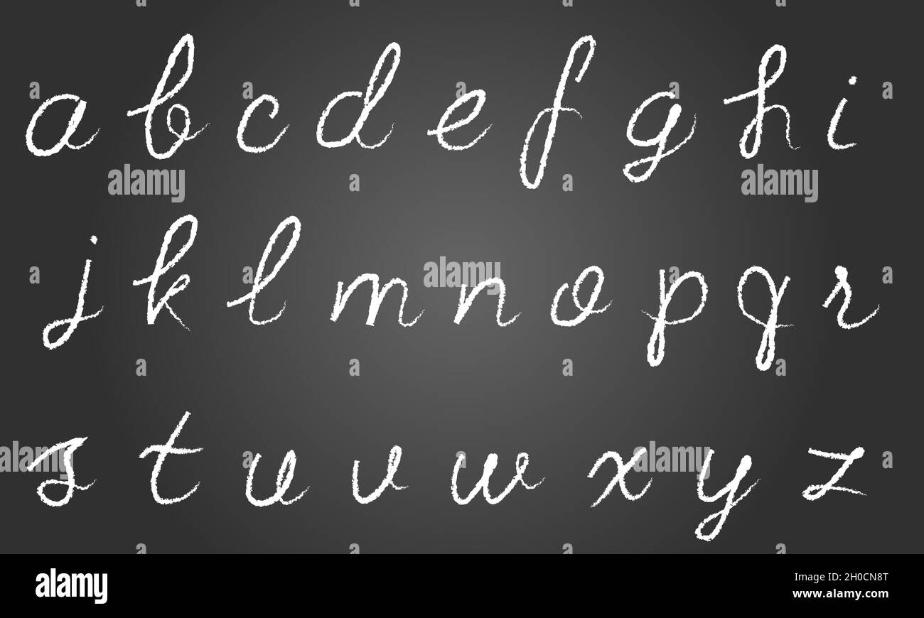 Hand written vector charcoal lower case english alphabet. Hand written