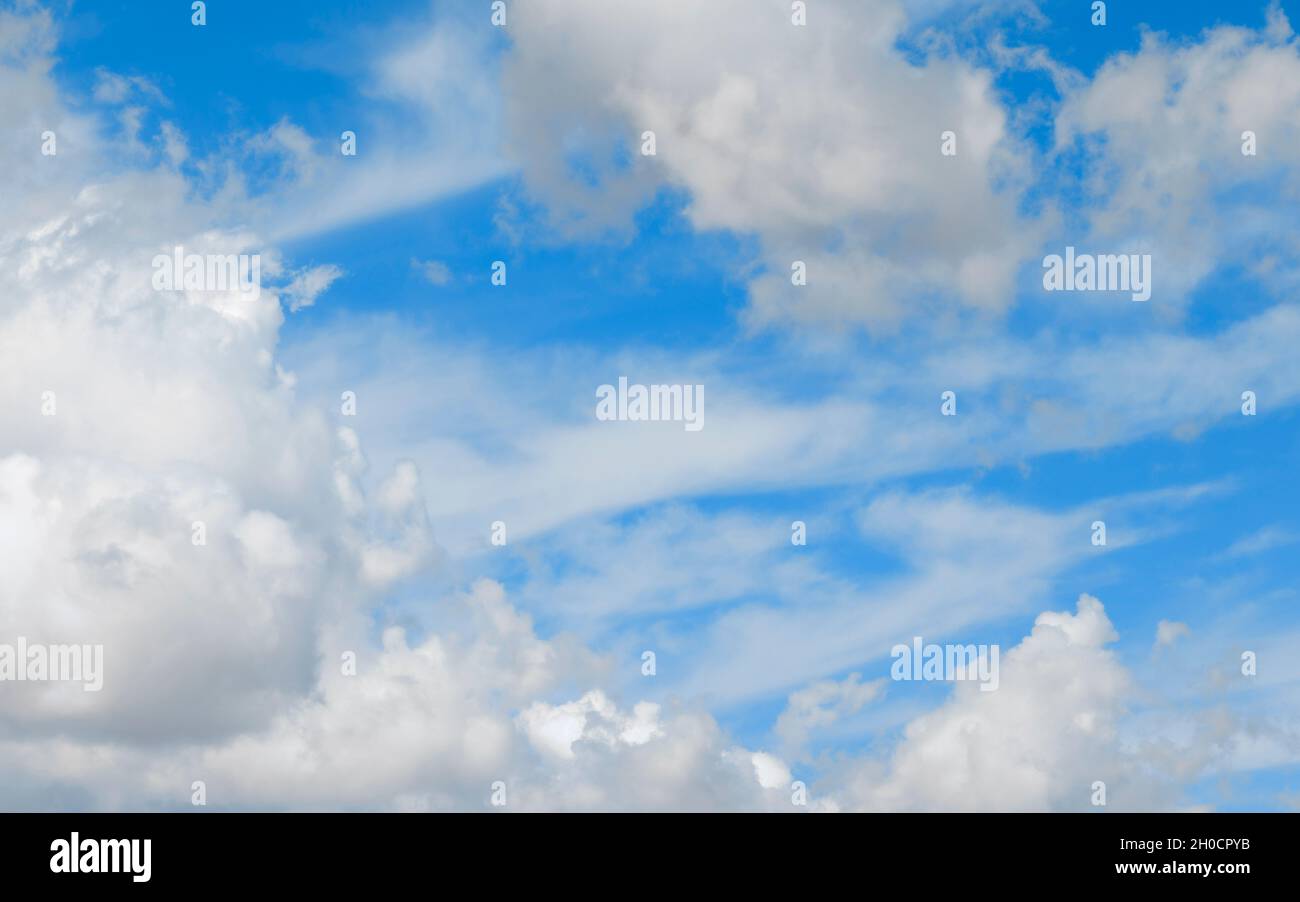 Cumulus clouds on the blue sky, natural background Stock Photo - Alamy