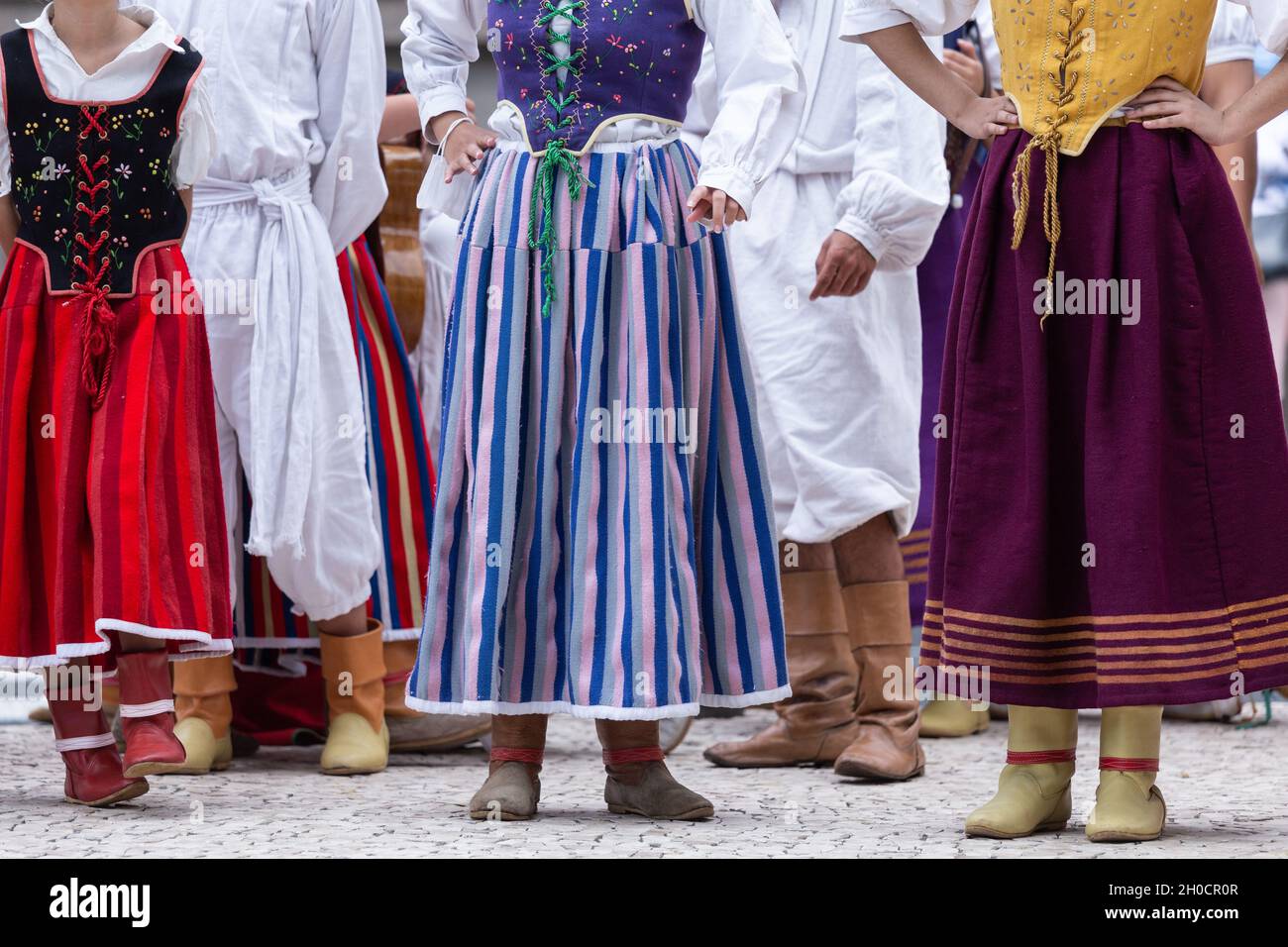 Close up of clothes of the traditional folklore of Madeira Island, Bailinho da Madeira. Stock Photo
