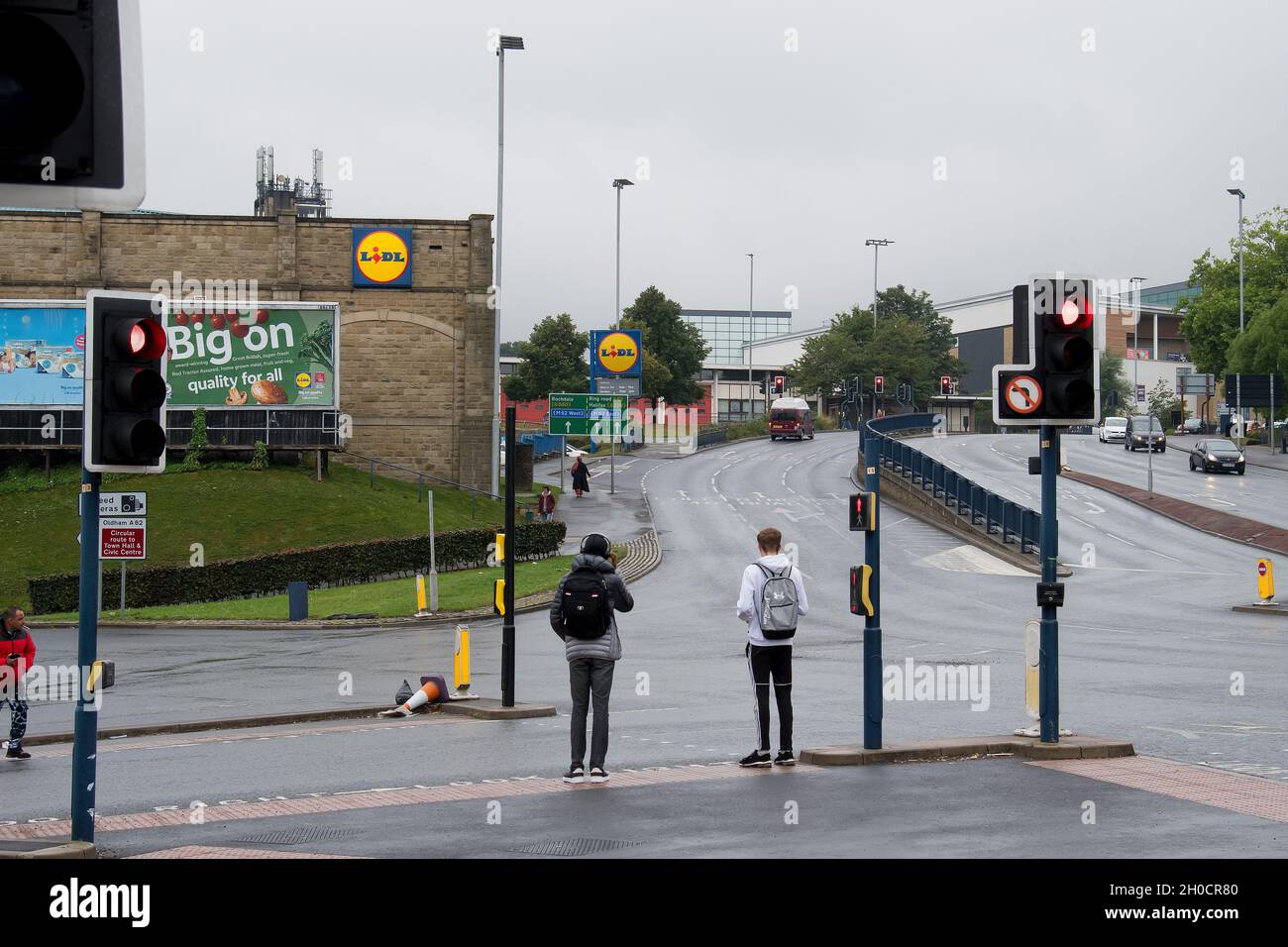 Huddersfield Ring Road (top of Chapel Hill looking towards Fire Station & Sports Centre) Stock Photo