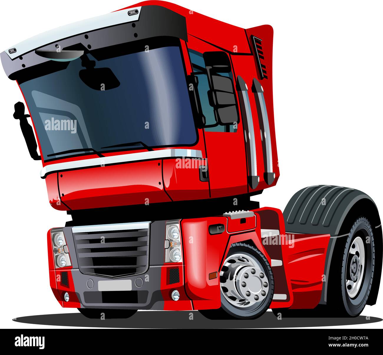 Cartoon semi truck. Available EPS-10 vector format separated by groups and layers with transparency effects for one-click repaint Stock Vector