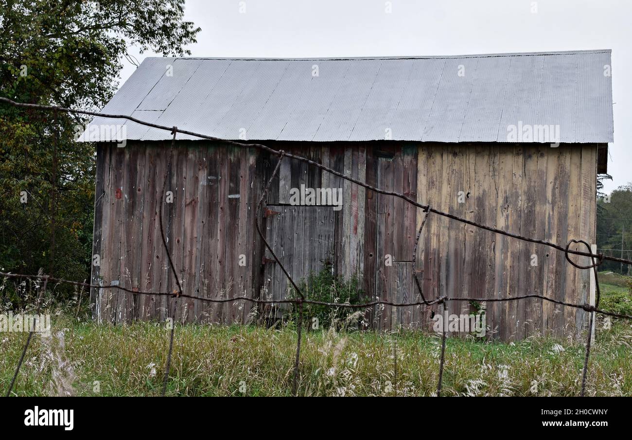 Abandoned barn in Oakland County Michigan on an old unused farm with