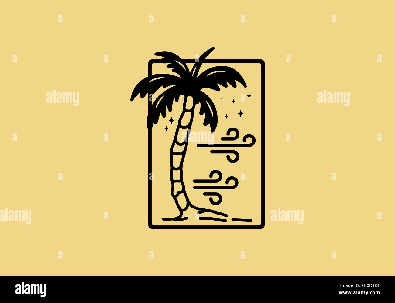 coconut tree on the beach line art design Stock Vector Image & Art - Alamy