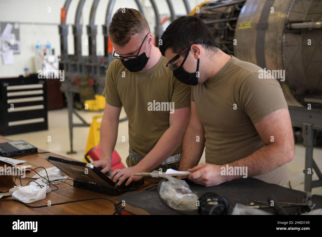 Airmen from the 18th Component Maintenance Squadron check diagnostics ...