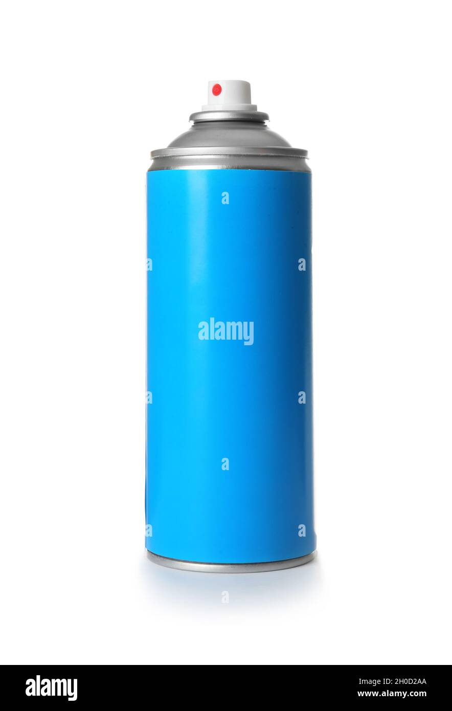 Can of spray paint on white background Stock Photo - Alamy