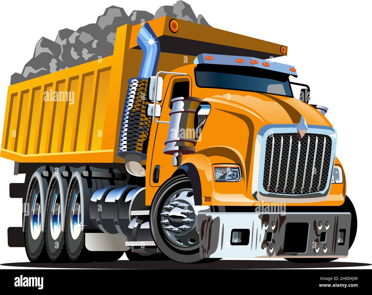 Vector Cartoon Dump Truck. Available EPS-10 vector format separated by groups and layers for easy edit Stock Vector