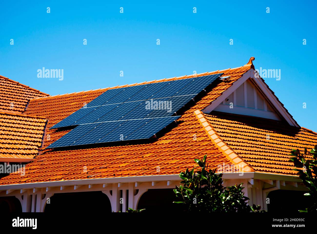 Residential Solar Panels on a House Stock Photo