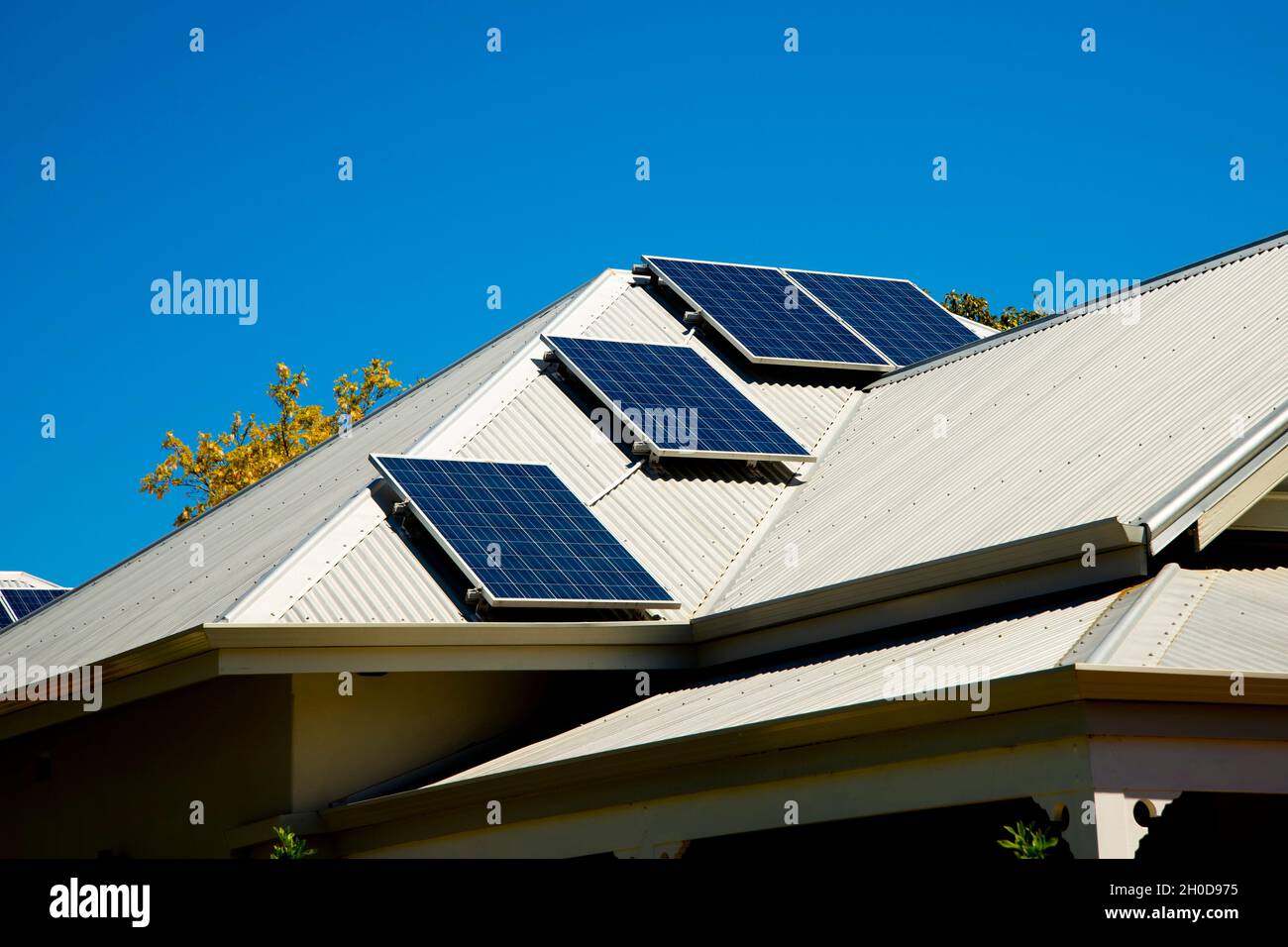 Residential Solar Panels on a House Stock Photo