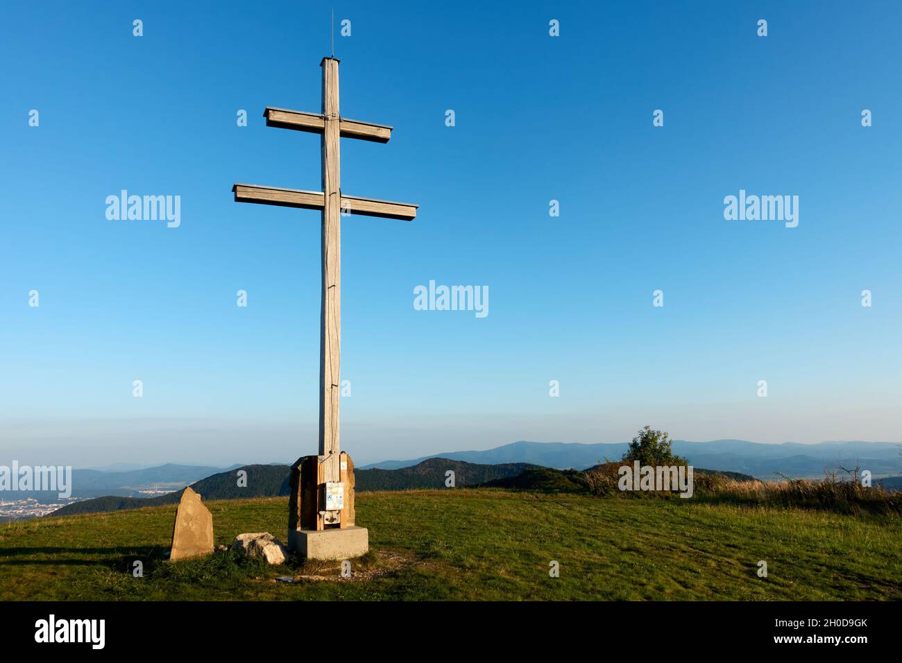 Machnac hill  with cross in White Carpathians, Slovakia, September 26, 2021. (CTK Photo/Marek Spilka) Stock Photo