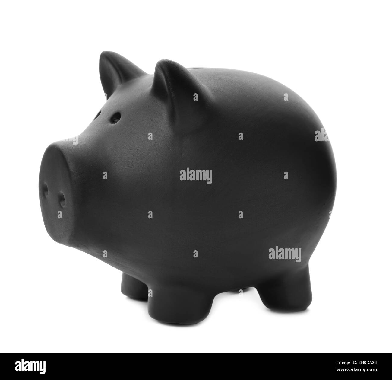 Black piggy bank on white background Stock Photo - Alamy