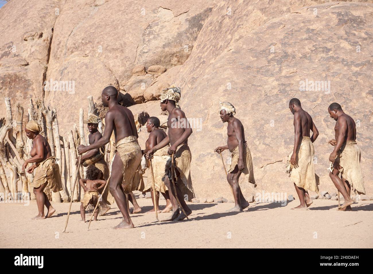 Traditional Dance Tribu' Damara, UNESCO World Heritage Site, Twyfelfontein, Damaraland, Namibia, Africa Stock Photo