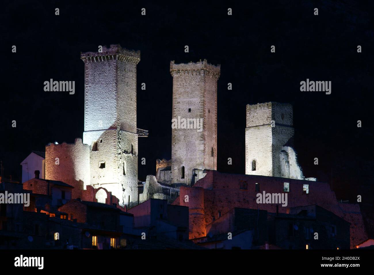 Pacentro village, has been nominated as one of the ' Borghi più Belli d'Italia' the most beautiful villages in Italy, Apennine Mountain Range, Abruzzo Stock Photo