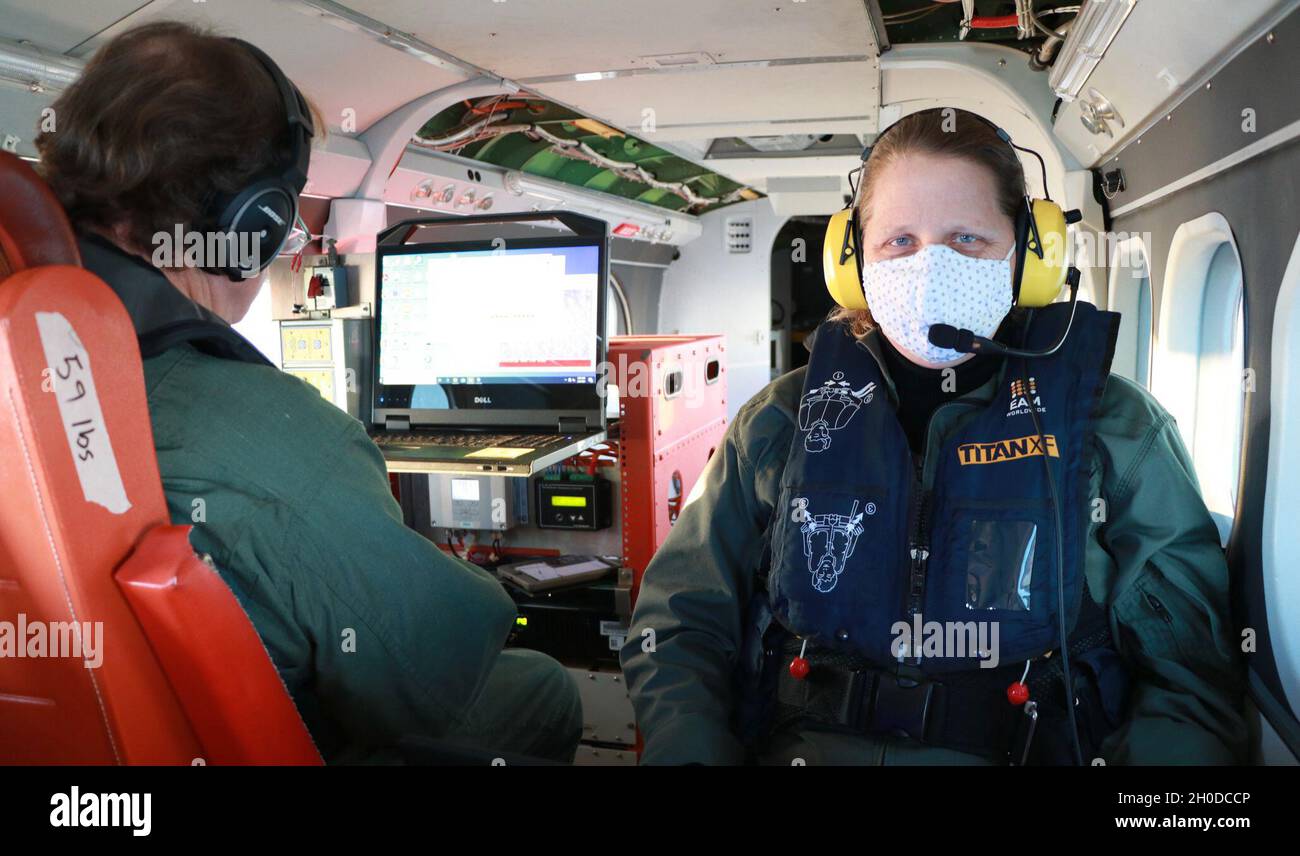 Stephen Sova and Stephanie Cayula from the U.S. Naval Research Laboratory’s Ocean Sciences Division collect data with NRL lidar to evaluate how bubbles and their characteristics to help better predict the ocean environment for U.S. Navy operations. Stock Photo