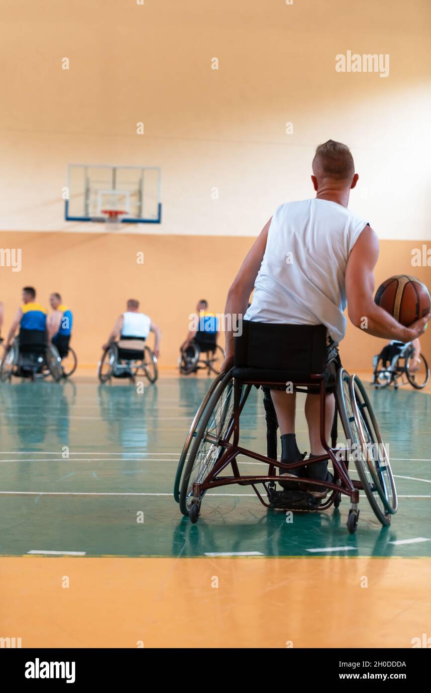 Disabled War veterans mixed race and age basketball teams in