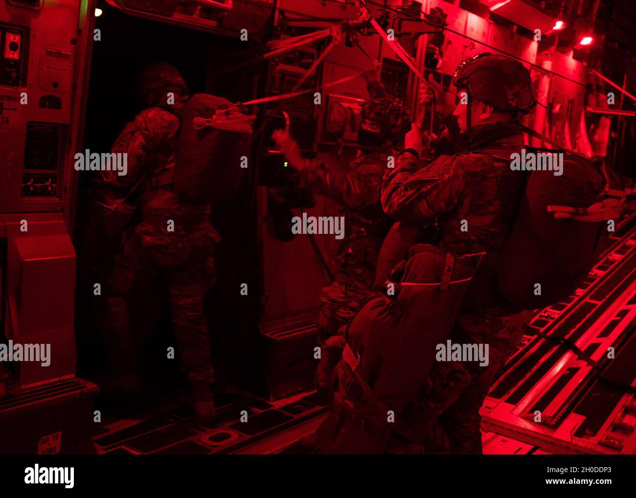 Paratroopers exit a U.S. Air Force C17 Globemaster III over Geronimo