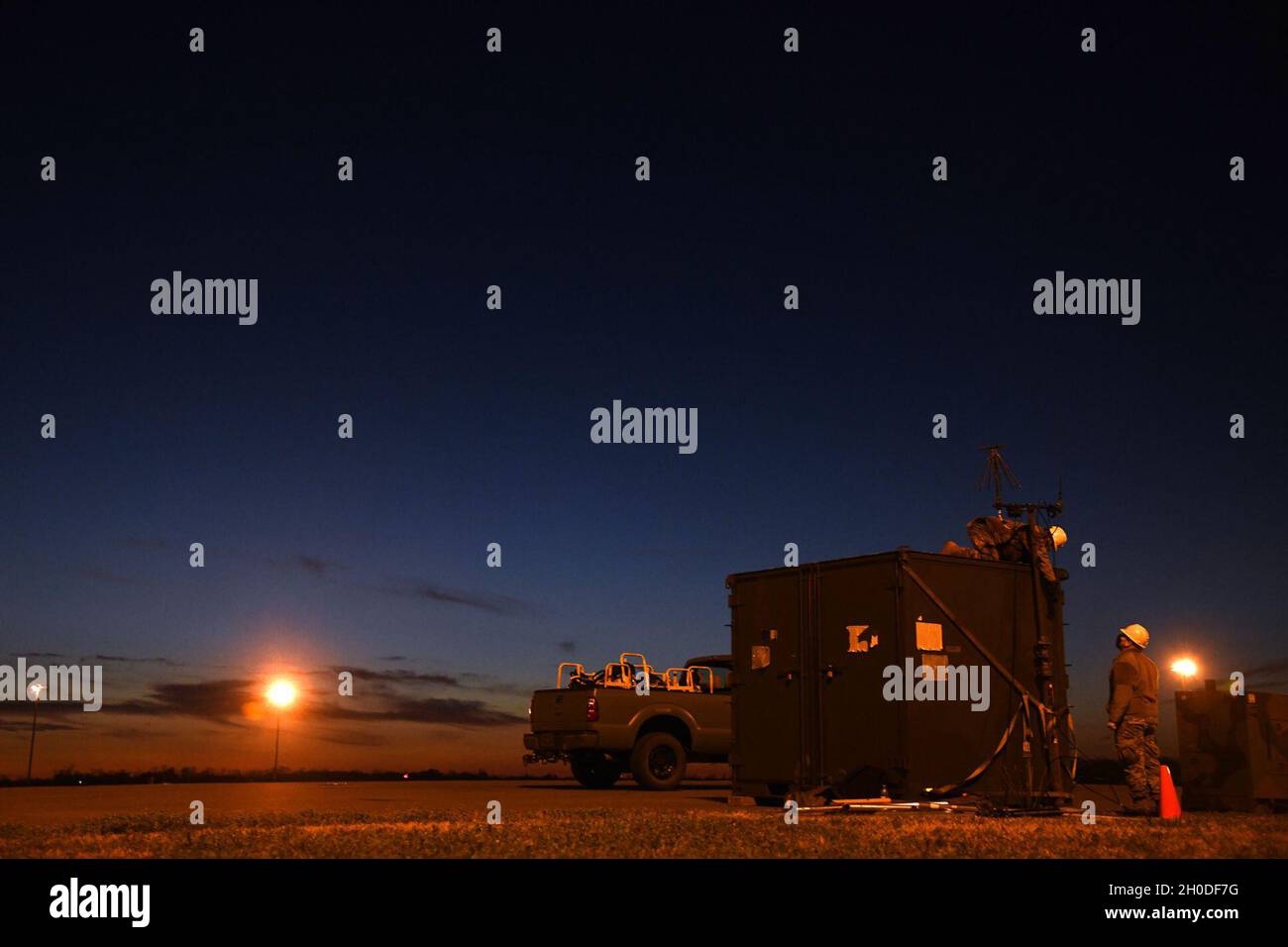 U.S. Airmen from the 621st Contingency Response Group set up a lineof