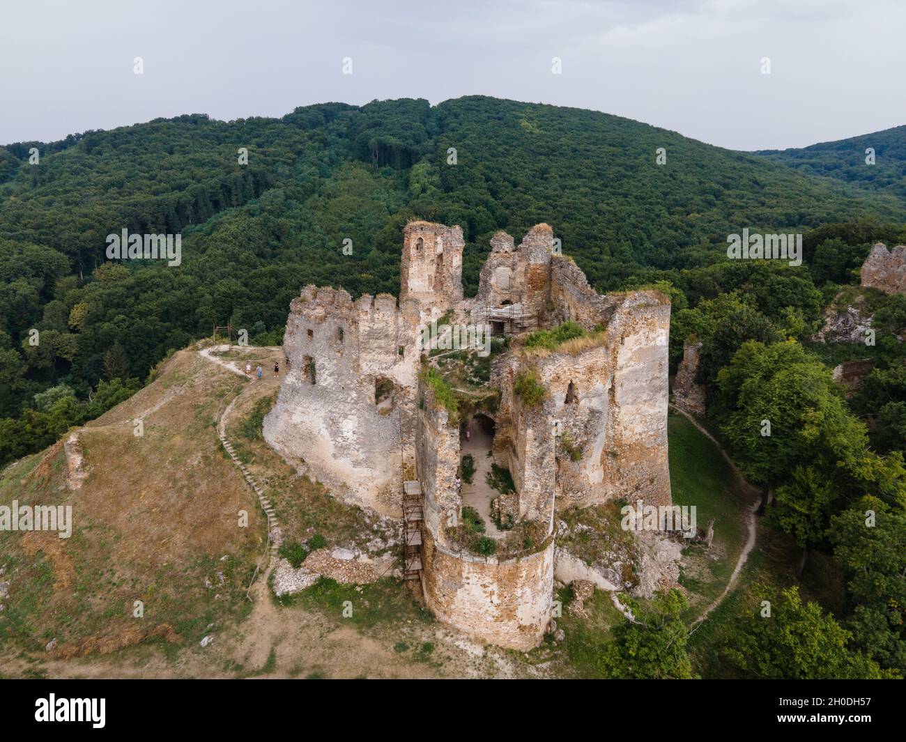 Aerial View Of Cicva Castle In Sedliska Village In Slovakia Stock Photo Aerial View Of Cicva Castle In Sedliska Village In Slovakia Stock Photo