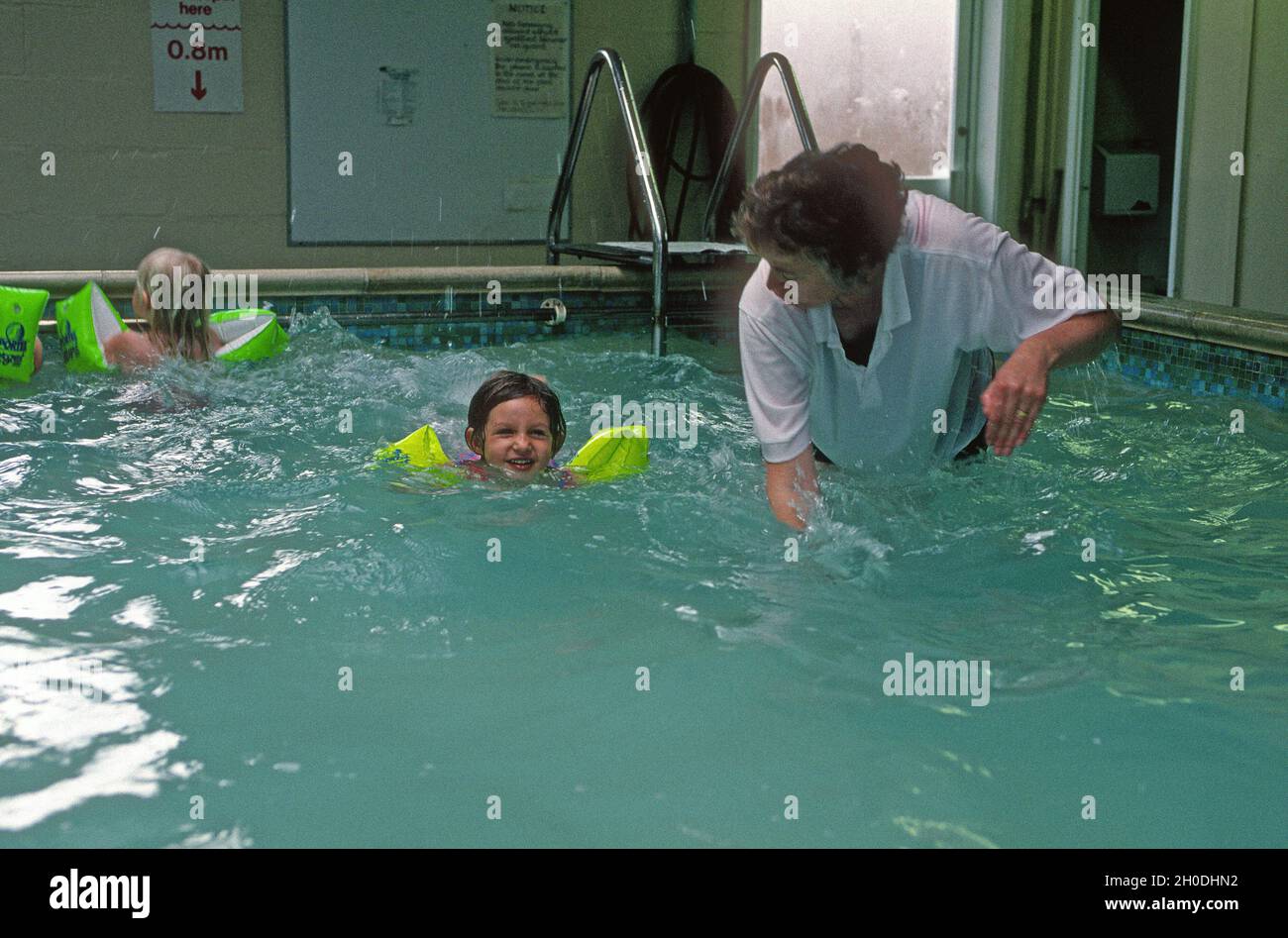 Five year olds first swimming lesson at a Solihull junior school 1994