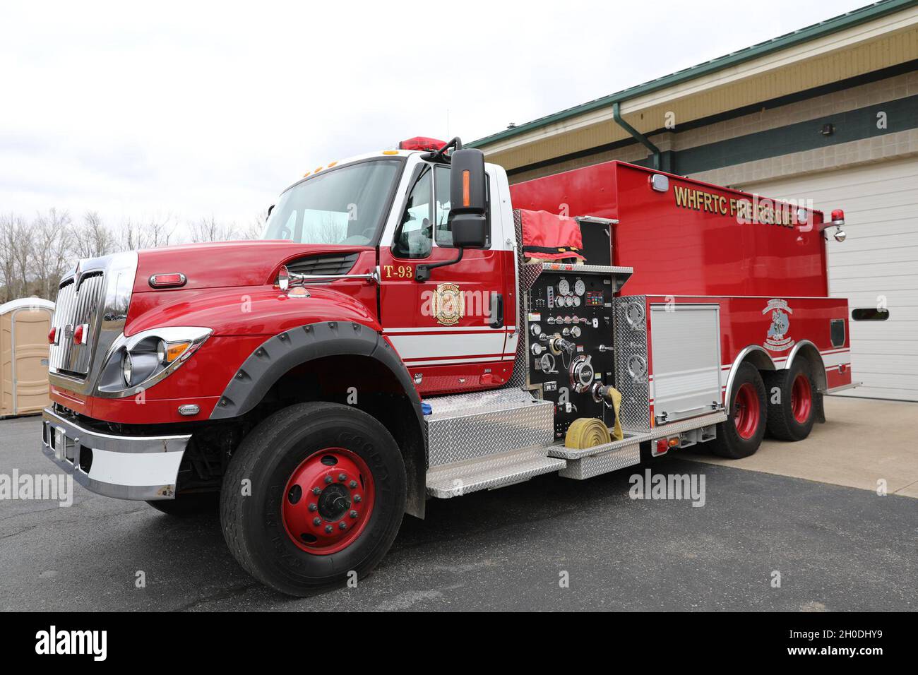 A Fire truck is displayed during a deployment ceremony for the 177th Fire Fighting Team at Wendell H. Ford Regional Training Center, Greenville, Ky., 2 Feb. The unit is slated to deploy in support of Operation Freedom’s Sentinel and will be stationed in Eastern Europe. Stock Photo