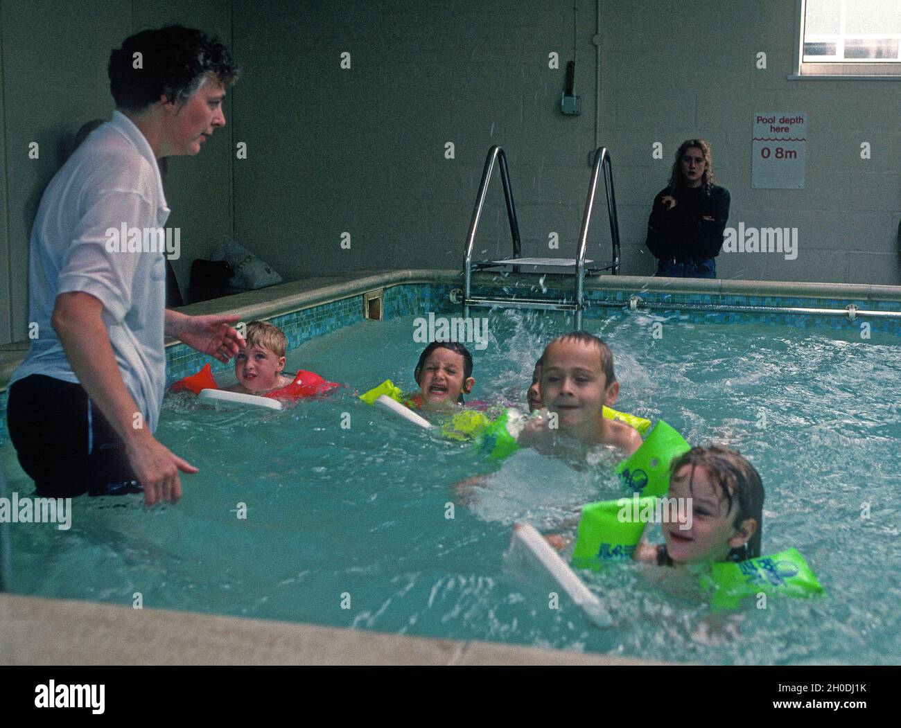 Five year olds first swimming lesson at a Solihull junior school 1994