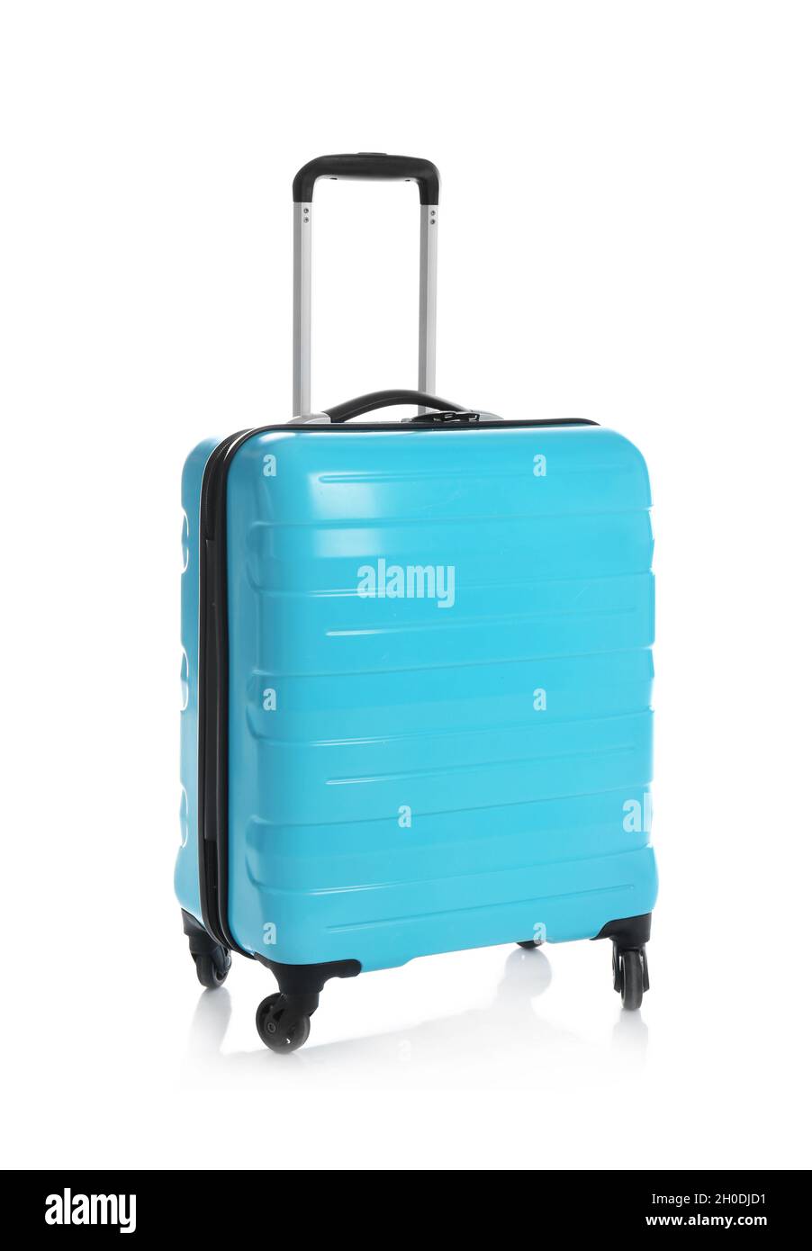 Modern suitcase for travelling on white background Stock Photo Alamy
